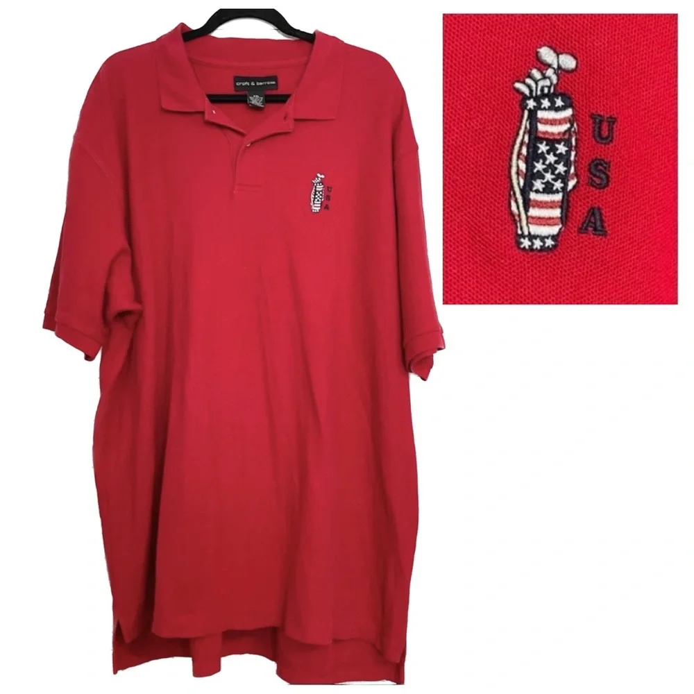 USA Golf Polo Red Embroidered Short Sleeve - Picture 1 of 16